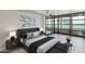 Comfortable main bedroom showcases modern decor, city views from large windows, and stylish furniture at 4808 N 24Th St # 925, Phoenix, AZ 85016