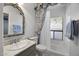 Charming powder room with marble countertop, ornate mirror, and decorative accents at 5478 E Oakhurst Way, Scottsdale, AZ 85254