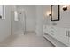 Bathroom featuring tile floors, and a glass shower with a white vanity at 550 E Aurora Dr, San Tan Valley, AZ 85140