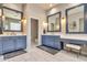 Dual vanity bathroom features custom cabinetry, tile floors, and modern fixtures at 30227 N 124Th Dr, Peoria, AZ 85383