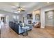 Bright living room with hardwood floors, comfortable seating, a fireplace, and outdoor access at 30227 N 124Th Dr, Peoria, AZ 85383