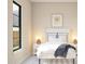 Calm bedroom with a plush bed, side tables, and a large window offering natural light at 520 E Aurora Dr, San Tan Valley, AZ 85140