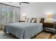 Inviting bedroom featuring a queen bed, natural light, and neutral decor at 8607 N Farview Dr, Scottsdale, AZ 85258