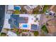 Aerial view of the modern home featuring a backyard pool, pavilion, and custom landscaping at 1955 E Greenway Rd, Phoenix, AZ 85022