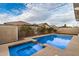 Sparkling backyard swimming pool, palm trees, and beautiful sky create a serene outdoor space at 20552 E Reins Rd, Queen Creek, AZ 85142