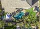 Top-down aerial view shows a private backyard pool with a gazebo, and an outdoor dining area at 21503 E Alyssa Ct, Queen Creek, AZ 85142