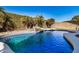 Beautiful pool area surrounded by lush landscaping and mature trees at 17704 W Tasha Dr, Surprise, AZ 85388