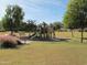 View of the playground in the community with benches and shady trees and lawn at 3896 E Aragonite Ln, San Tan Valley, AZ 85143