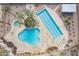 Aerial view of a community pool, featuring lounge chairs, shade, and desert landscaping at 6450 S Windstream Pl, Chandler, AZ 85249