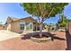 Home's backyard with a patio, pool, and mature tree at 8037 W Sweetwater Ave, Peoria, AZ 85381