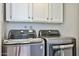 Well-equipped laundry room with side-by-side washer and dryer beneath ample storage at 8151 E Del Joya Dr, Scottsdale, AZ 85258