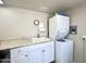 Well-organized laundry area with stacked washer/dryer and sink at 944 S Nickel Dr, Apache Junction, AZ 85119