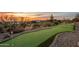 Well-manicured backyard putting green with desert landscaping and mountain views at 3086 N Herrala Way, Apache Junction, AZ 85119