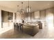 The modern kitchen features wood floors, stainless steel appliances, a large island, and elegant pendant lighting at 9790 N 56Th St, Paradise Valley, AZ 85253