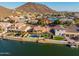 Aerial view showcasing the backyard, swimming pool and waterfront access of a house at 21666 N 53Rd Dr, Glendale, AZ 85308