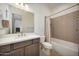 Modern bathroom with herringbone tile accent wall and a shower and tub combo at 29348 N Clear Ridge Rd, Rio Verde, AZ 85263