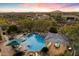 Aerial view of a luxury pool with a spa, swim up bar, and desert views at 37080 N 109Th Way, Scottsdale, AZ 85262