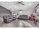 Spacious living room featuring neutral walls, recessed lighting, and a ceiling fan at 921 S Val Vista Dr # 59, Mesa, AZ 85204