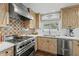 Modern kitchen with stainless steel appliances, and light wood cabinets at 1307 W Palm Ln, Phoenix, AZ 85007