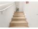 Stairway with carpeted steps and white railing at 21487 N Greenway Rd, Maricopa, AZ 85138