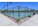 Well-maintained pickleball court with fencing, lighting, and green and blue playing surfaces at 3956 N San Marin Dr, Florence, AZ 85132