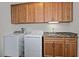 Functional laundry room with modern appliances, upper cabinets and countertop sink at 4424 N Potomac Dr, Florence, AZ 85132