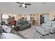 Open-concept living space featuring a seamless transition into the adjacent kitchen and dining area at 4424 N Potomac Dr, Florence, AZ 85132