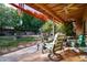 Outdoor covered patio with seating area and view of the lush backyard and fire pit at 4741 W Kristal Way --, Glendale, AZ 85308