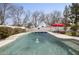 Inviting backyard pool with lounge chairs, red umbrellas, and beautiful mature trees at 9505 S Kenneth Pl, Tempe, AZ 85284