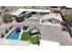 Aerial view of the property, showing the pool, gazebo, and outdoor RV parking area at 1102 E Brown St, Phoenix, AZ 85020