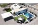 Aerial view of the pool area with gazebo and metal roof house, showing outdoor living space at 1102 E Brown St, Phoenix, AZ 85020