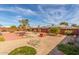 The backyard features a brick patio, gravel landscaping, and mature trees at 13019 N 98Th Ave, Sun City, AZ 85351