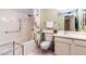 This bathroom has a shower and a sink at 13404 W Copperstone Dr, Sun City West, AZ 85375