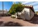 Charming backyard featuring desert landscaping, a stucco wall, and a mature shade tree by a window at 15431 S 36Th Pl, Phoenix, AZ 85044