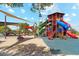 Colorful community playground with slides, climbing structures, and shaded seating areas on a sunny day at 1689 N Fenway Dr, Florence, AZ 85132