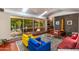 Bright living room featuring mid-century modern furniture, concrete accent wall and access to a large outdoor space at 3237 E Meadowbrook Ave, Phoenix, AZ 85018