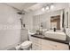 Modern bathroom featuring stylish tiles, a sleek vanity, and updated fixtures at 14849 N Kings Way # 111, Fountain Hills, AZ 85268