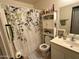 Cozy bathroom featuring patterned shower curtain and vanity at 2072 N Wildflower Ln, Casa Grande, AZ 85122