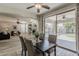 Open-concept living, dining, and outdoor spaces with a backyard swimming pool at 1737 E Azalea Dr, Gilbert, AZ 85298