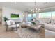 Bright living room with large sectional, modern decor, and access to the outdoor patio at 19201 W Missouri Ave, Litchfield Park, AZ 85340