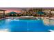 Beautiful backyard featuring a long pool and spa, and well manicured landscaping with desert foliage and shrubs at 19912 E Natalie Way, Queen Creek, AZ 85142