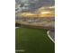 Artificial turf backyard with wrought iron fence and scenic sunset views at 6230 S Mesa Vista Dr, Gold Canyon, AZ 85118