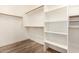 Spacious walk-in closet features custom shelves and wood-style flooring providing ample storage at 10339 E Juanita Ave, Mesa, AZ 85209