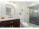 Elegant bathroom featuring modern fixtures, glass shower, and beautiful vanity at 1206 E Loyola Dr, Tempe, AZ 85282