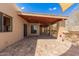 Covered patio with tiled flooring, ceiling fan, and scenic views of clear blue sky at 15843 E Mustang Dr, Fountain Hills, AZ 85268