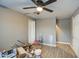 A bedroom being remodeled with a ceiling fan and hardwood flooring at 1630 N 58Th Ave, Phoenix, AZ 85035