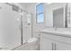 Modern bathroom features a shower and sink at 19094 E Broadmoor Trl, Queen Creek, AZ 85142