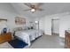 Comfortable bedroom featuring a ceiling fan, closet space, and a serene atmosphere at 3133 W Christy Dr, Phoenix, AZ 85029