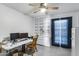 Bright office space with ample shelving, a ceiling fan, and a neutral color scheme at 3133 W Christy Dr, Phoenix, AZ 85029