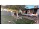 Backyard with a shed, grassy lawn, stone accents, and mature tree at 3527 W Almeria Rd, Phoenix, AZ 85009